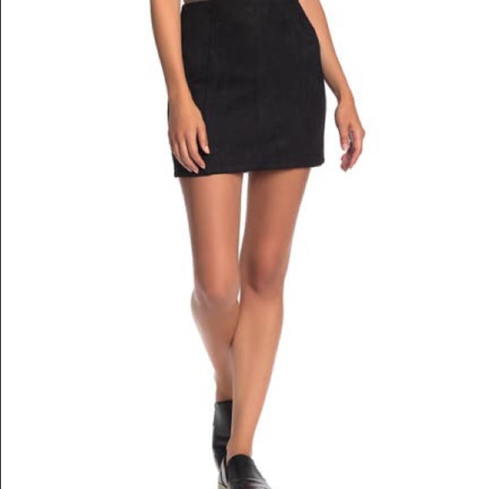 Wild Honey Faux Suede Black Mini Skirt